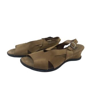 Arche France Tan Soft Nubuck Leather Peep Toe Slingback Sandals Sz 40 (9 US)